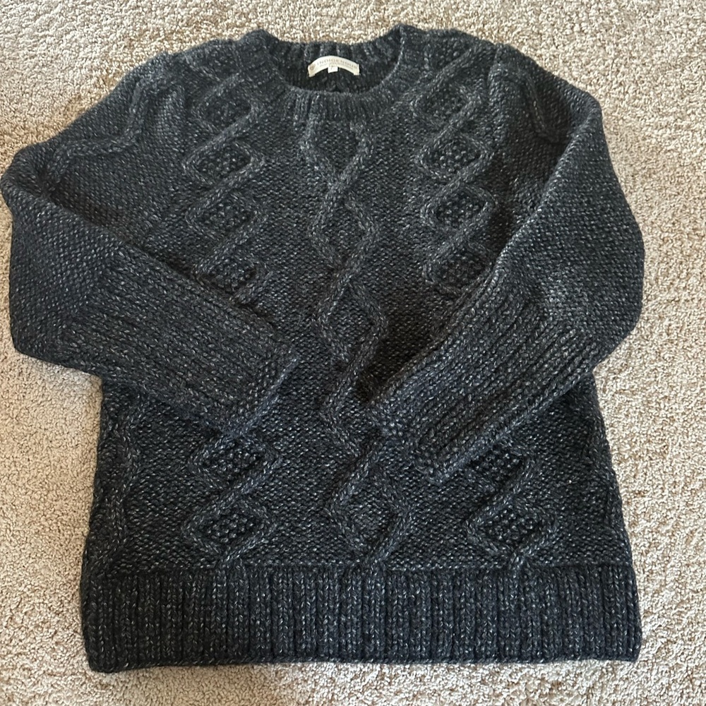 Indigenous Charcoal Cable Knit Crewneck Sweater